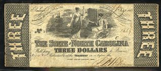 North Carolina three dollar note